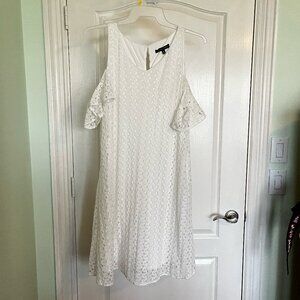 Always Indigo., White Cold-Shoulder Dress, 2X